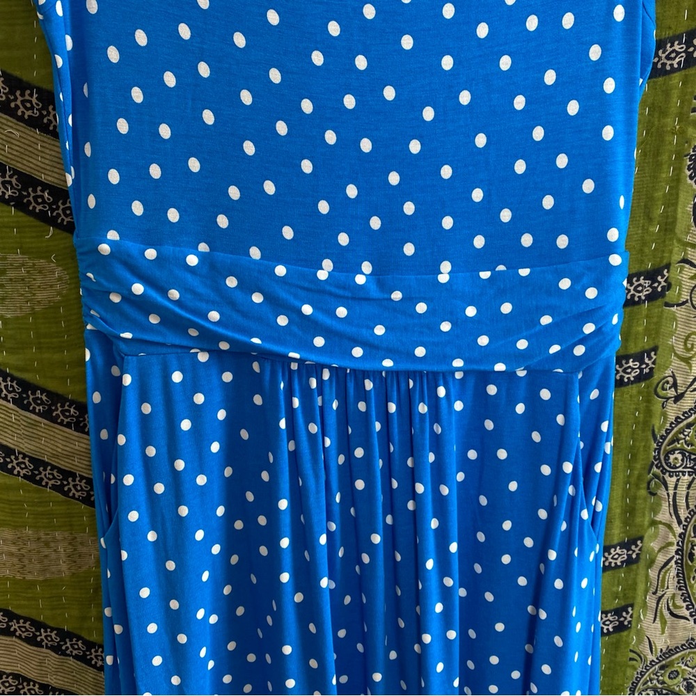 Boden Blue/ White Polka Dot Amelie Jersey Knit Midi Dress Size 8 Buyer Favorite - Picture 8 of 15